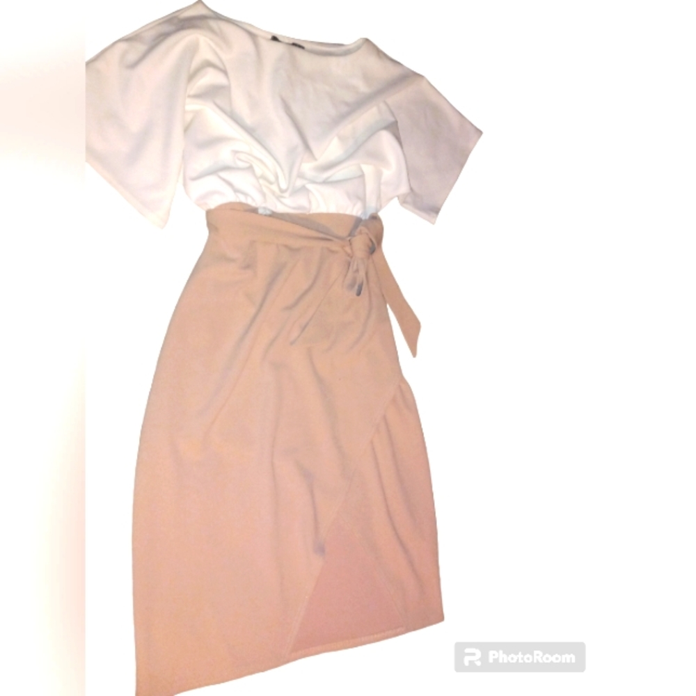 White top cream color dress